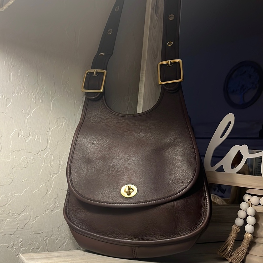 Coach 9988 Vintage Berkeley Crescent Brown Leather Saddle Bag